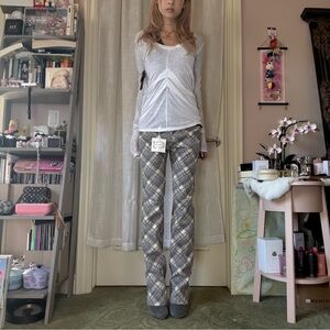 NWT Cavalli Jeans Glitter Grey/Purple/Beige Plaid Pants Size 26